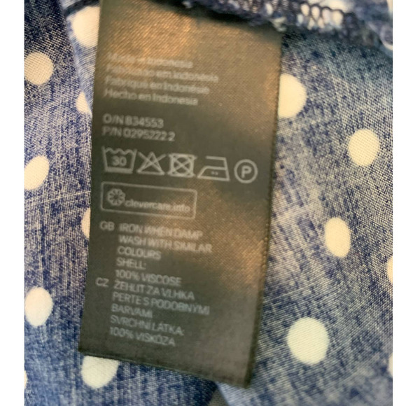 H&M blue white polka dots long sleeves buttoned shirt size 4 - Picture 5 of 6